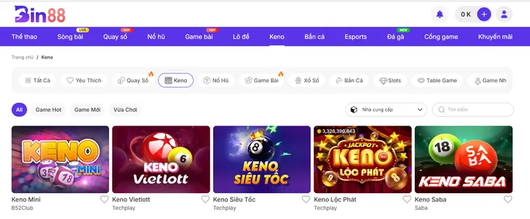 Cẩm Nang Thống Trị Sảnh Keno Bin88 Săn Lợi Nhuận Khổng Lồ Cho Bạn
