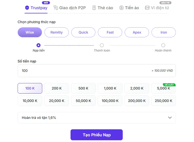 Nạp Tiền Ngân Hàng - Nhanh Chóng, An Toàn 24/7!